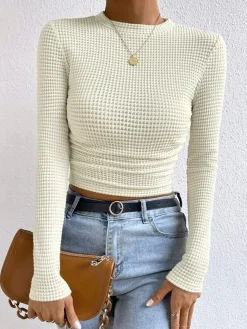 Plain Waffle Slim Sweater