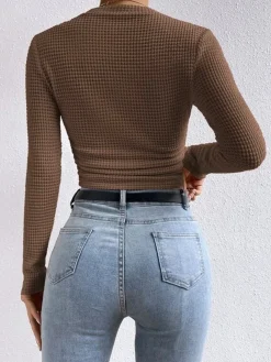 Plain Waffle Slim Sweater
