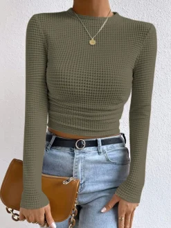 Plain Waffle Slim Sweater