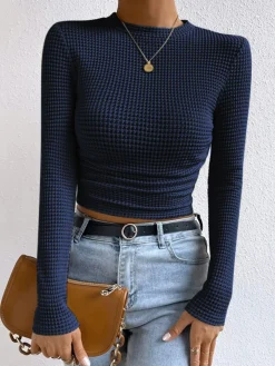 Plain Waffle Slim Sweater