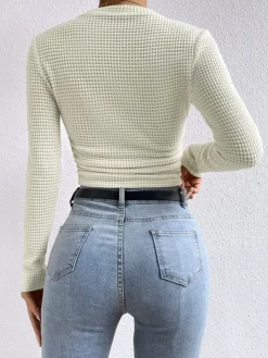 Plain Waffle Slim Sweater