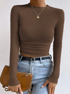 Plain Waffle Slim Sweater