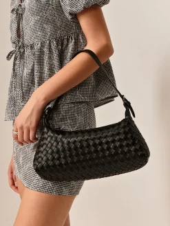 Plain Woven Buckle Shoulder Bag