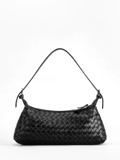 Plain Woven Buckle Shoulder Bag