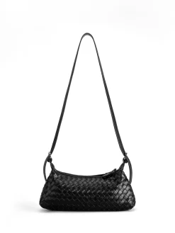 Plain Woven Buckle Shoulder Bag