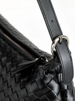 Plain Woven Buckle Shoulder Bag
