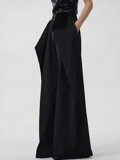 Plain Zipper Design Pants