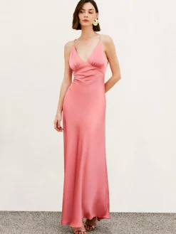 Pleated Backless Cami Long Dress