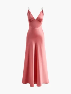 Pleated Backless Cami Long Dress
