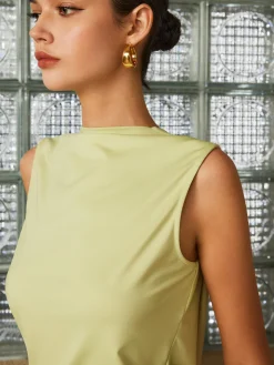 Pleated Backless Tank Top