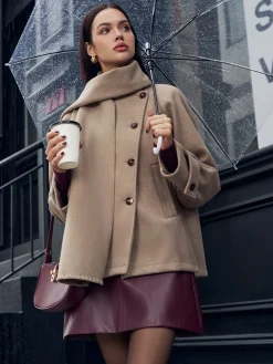Pleated Button Scarf Jacket