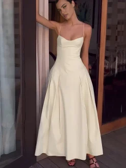Pleated Cami Long Dress