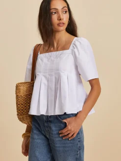 Pleated Crew Neck Blouse