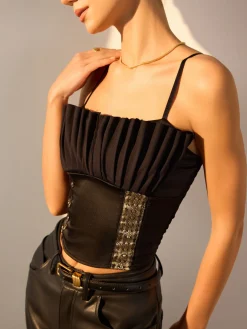Pleated Crop Cami Top