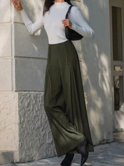 Pleated Design Wide-Leg Pants