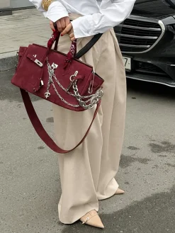 Pleated Draped Baggy Pants Without Belt