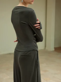 Pleated Draped Jersey Pants