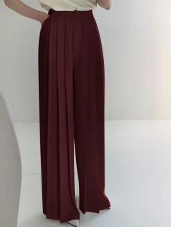 Pleated High Waist Wide Leg Pants