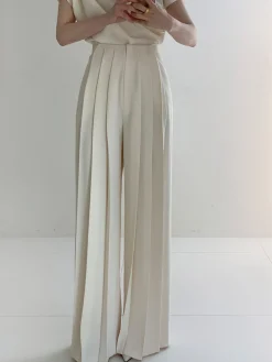 Pleated High Waist Wide Leg Pants