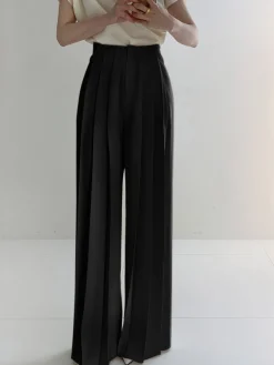Pleated High Waist Wide Leg Pants