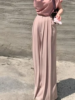 Pleated High Waist Wide Leg Pants