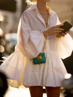 Pleated Long Sleeve Button Up Collar Mini Dress