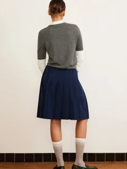Pleated Midi Skirt With Belt