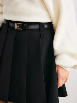Pleated Mini Skirt Without Belt