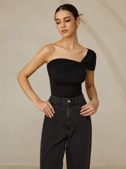 Pleated One Shoulder T-Shirt