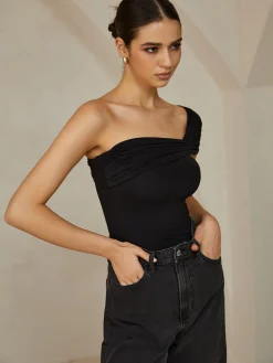 Pleated One Shoulder T-Shirt