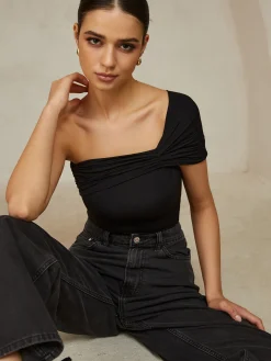 Pleated One Shoulder T-Shirt