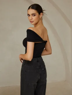 Pleated One Shoulder T-Shirt