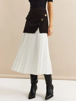 Pleated Panel Midi Skirt