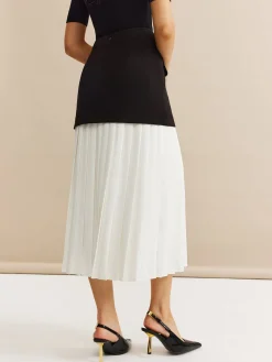 Pleated Panel Midi Skirt