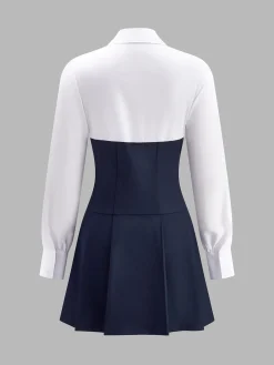 Pleated Panel Polo Dress