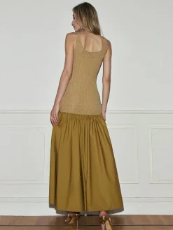 Pleated Panel Tank Long Dress