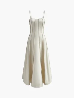 Pleated Piping Flowy Cami Dress