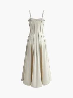 Pleated Piping Flowy Cami Dress