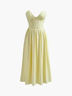 Pleated Piping Zipper Tube Dress