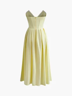 Pleated Piping Zipper Tube Dress
