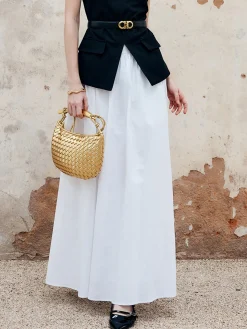 Pleated Plain Maxi Skirt