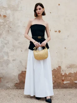 Pleated Plain Maxi Skirt