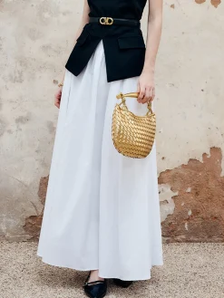 Pleated Plain Maxi Skirt