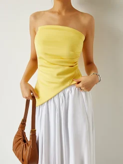 Pleated Plain Tube Top