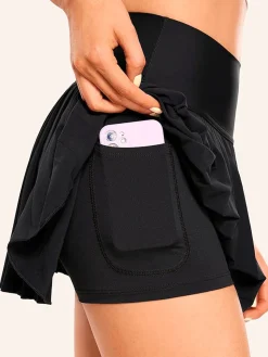 Pleated Pocket Lined Active Skirt