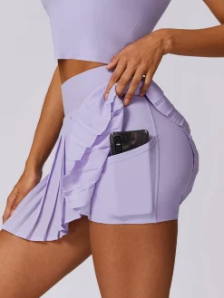 Pleated Pockets Active Skirt