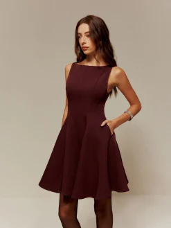 Pleated Pockets Tank Short Dress