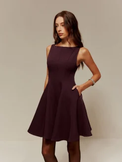 Pleated Pockets Tank Short Dress