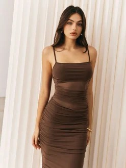 Pleated Semi-Sheer Cami Dress