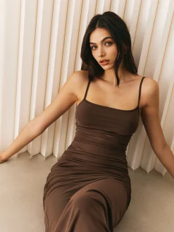 Pleated Semi-Sheer Cami Dress